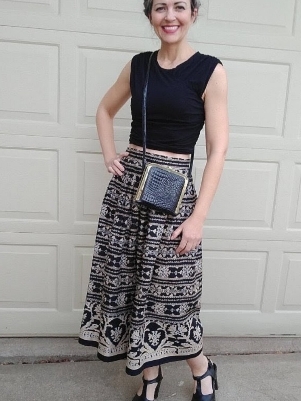 RAFAELLA rayon midi maxi skirt 1990's 90's M